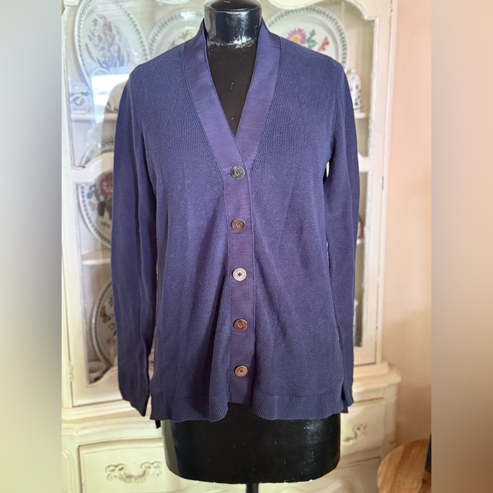 Gretchen Scott Navy Blue Cardigan Size Medium
